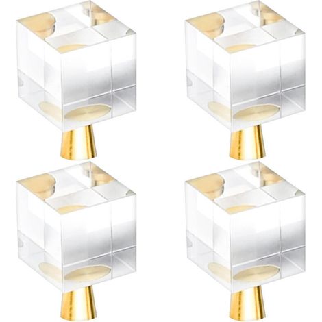 Boutons de tiroir en cristal (20 x 35 mm), poignée de porte carrée en verre avec vis pour tiroir de meuble et meuble de toilette, lot de 4
