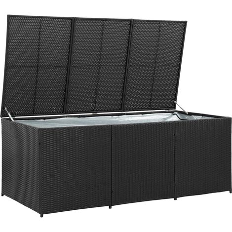 GRAND Coffre de jardin Noir Polyrotin 180 X 90 X 70. Rangement facile et discret (1/5)