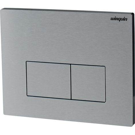 Wirquin – Plaque de commande WC suspendu – Économie d'eau double chasse – Aluminium brossé – Installation facile – Compatible bâtis CHRONO, INITIO, COMPACT