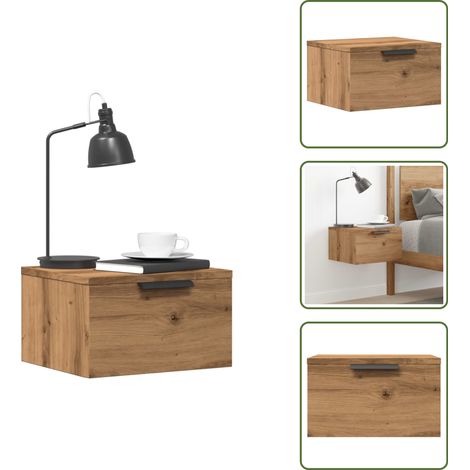 vidaXL Mesita de noche de pared roble artisan 34x30x20 cm (1/5)