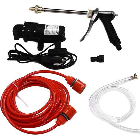 Kit d'arrosage haute pression portable avec pompe à eau 12 V 100 W, filetage extérieur G1/2, pour le lavage de voiture et autres besoins. (1/5)