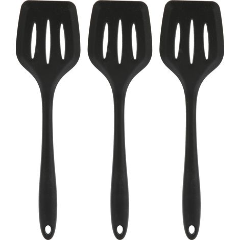 Ensemble de 3 spatules en silicone, faciles à nettoyer, inodores, compatibles avec les aliments, avec fentes, outil de cuisine multifonctionnel (1/5)