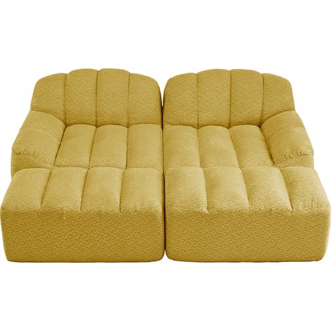 ELVMI Divano Modulare 2 Posti con Pouf, Seduta Ampia, in Velluto Granulato, Giallo (1/5)