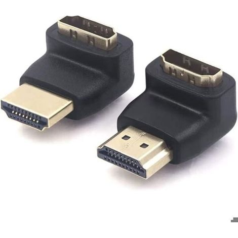 Lot de 2 Adaptateur HDMI 90 degrés et 270 degrés Connecteur HDMI coudé Angle Droit Mâle à Femelle 4K 3D (1/4)