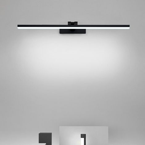 LED Spiegelleuchte 60cm Schwarz LED Spiegellampe Bad 6500K 180° Drehbar Badezimmer Spiegellampe Schminklicht Badleuchte Wand (1/5)