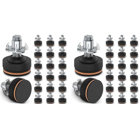 40 pieds de nivellement réglables pour meubles avec protections de sol, pieds de nivellement robustes de 9,5 mm (3/8 po) avec patins en caoutchouc, niveleurs de pieds - JXLGV (1/5)