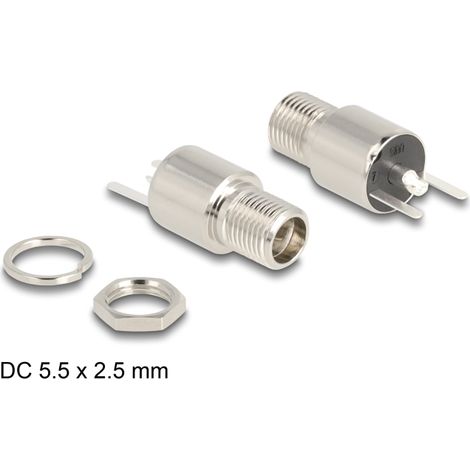 Delock Conector DC 5,5 x 2,5 mm hembra para soldar - redonda 20 V / 9 A