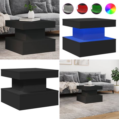 Couchtisch mit LED-Leuchten Schwarz 50x50x40 cm - Couchtisch - Wohnzimmerstil - LED Beleuchtung - Holzwerkstoff - Schwarz - Home & Living (1/5)
