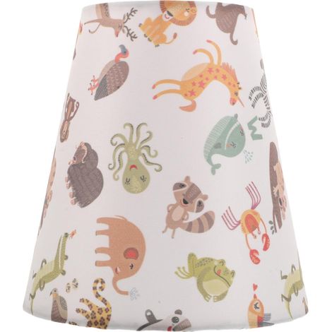 Petit abat-jour en tissu : Abat-jour en tissu à imprimé animal, compatible avec les douilles E27, idéal pour les lampes de table de chambre d'enfant, les suspensions DIY et les appliques murales. (1/5)