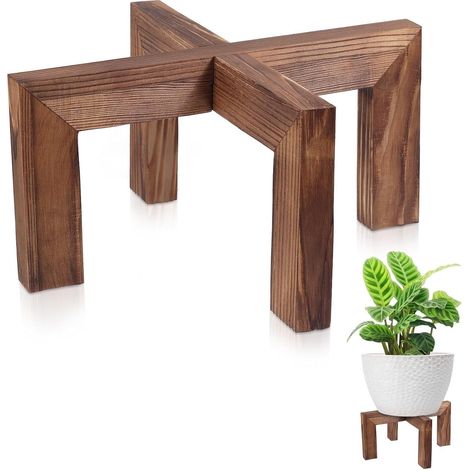 Support de plantes en bois robuste pour jardinières de 13 à 38 cm, convient pour salon, balcon, terrasse (1/5)