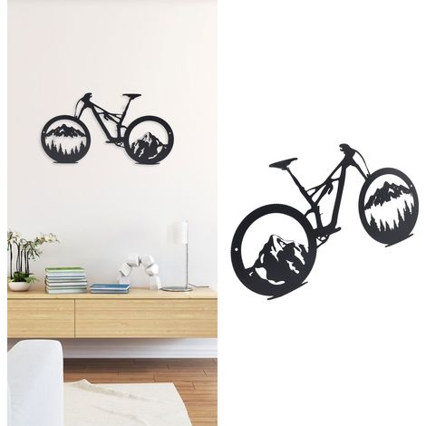 Decoración de pared de metal, bicicleta de montaña, hierro irrompible, 35 cm x 7,5 cm (1/5)