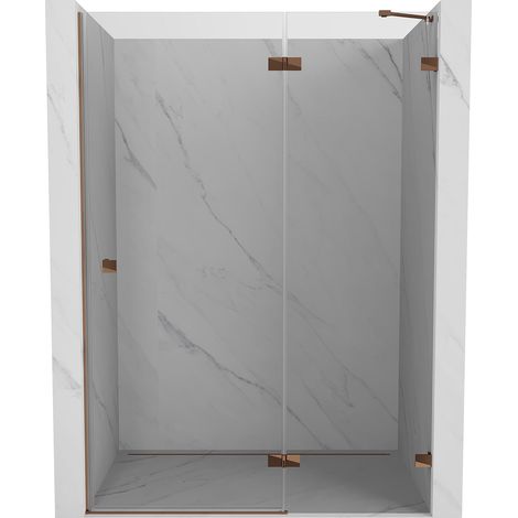 Mexen Lunar puerta de ducha abatible derecha 135 cm, transparente, oro rosa - 834-135-000-60-00-P (1/5)