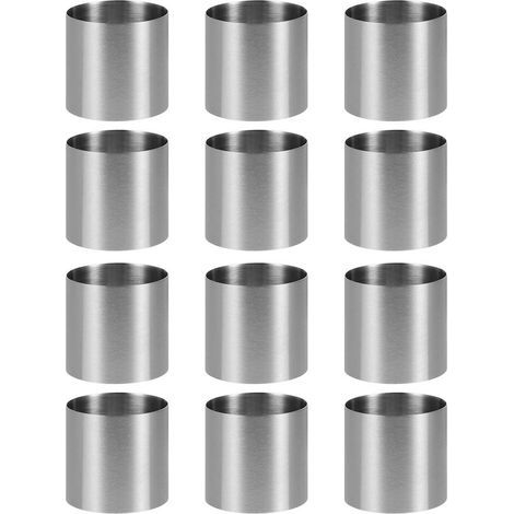 Ce lot de 12 cercles à gâteaux est en acier inoxydable et mesure 6 cm de diamètre. Il convient aux réunions de famille, aux fêtes d'anniversaire et autres occasions. (1/4)