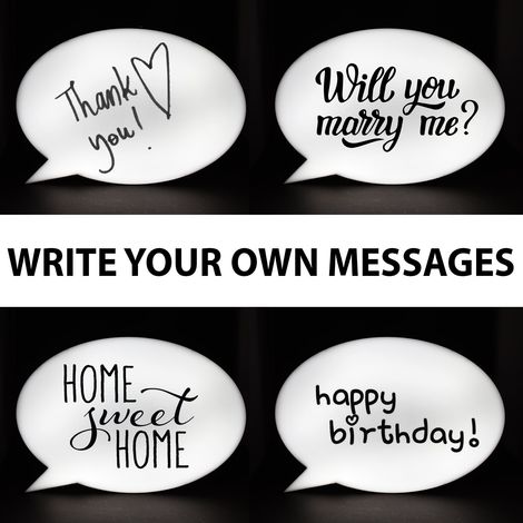 A4 LARGE SPEECH BUBBLE LIGHT UP BOX MARKER PEN FREE STANDING WALL MOUNT AC (1/5)