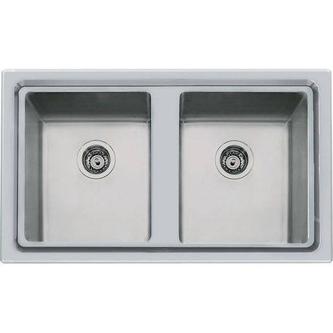 Foster 2283 050 KE Lavello da incasso Semifilo 2 Vasche Acciaio Inox AISI 304 87,3x51,3 cm colore Acciaio Inox Spazzolato (1/2)