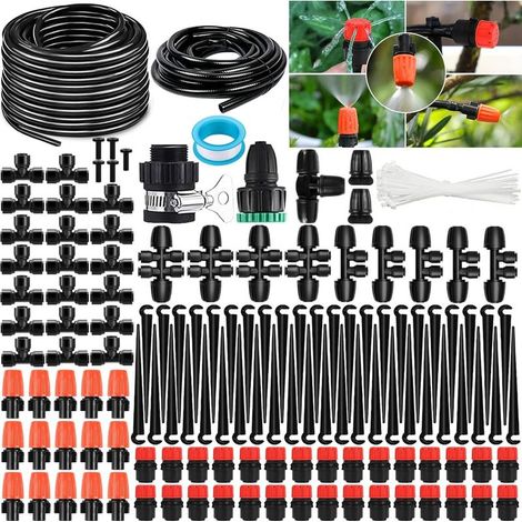 Sistema di irrigazione da giardino, kit di irrigazione a goccia automatico, 50 m + 15 m – Installazione plug & play con connettori rapidi, irrigazione economica e semplice senza attrezzi (1/5)