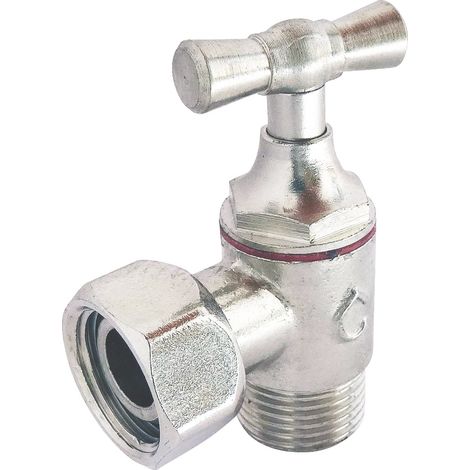 Robinet d'arrêt équerre pour WC - 3/8" - Tête à clapet - Laiton nickelé