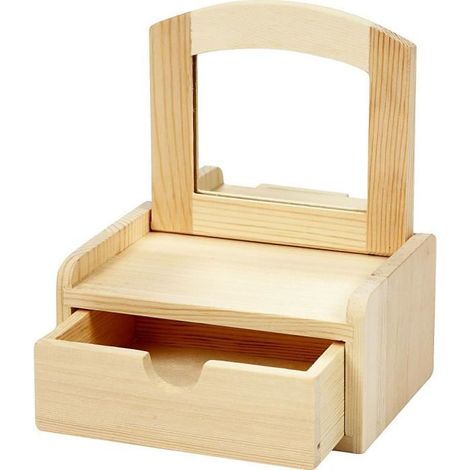 Mini-coiffeuse - réf 57571 - Bois - Marron - 1 tiroir - Miroir inclus (1/2)