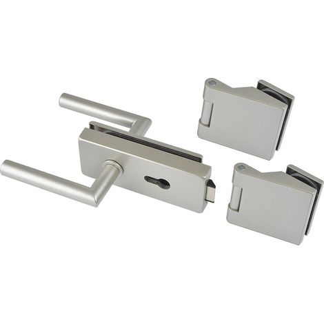 Glastürbeschläge Beschlagsgarnitur Classic PZ Aluminium Edelstahl Effekt (1/4)