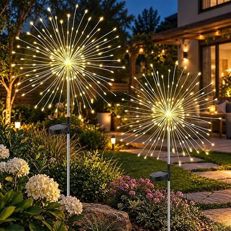 2 x 120 LED Solar Outdoor Garden Lights (1/5)