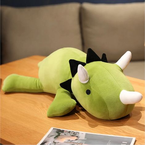 Peluche dinosaure lesté jeu léopard doux jouet en peluche dino kawaii oreiller pour enfants cadeau anniversaire (coussin vert 45cm) (1/5)