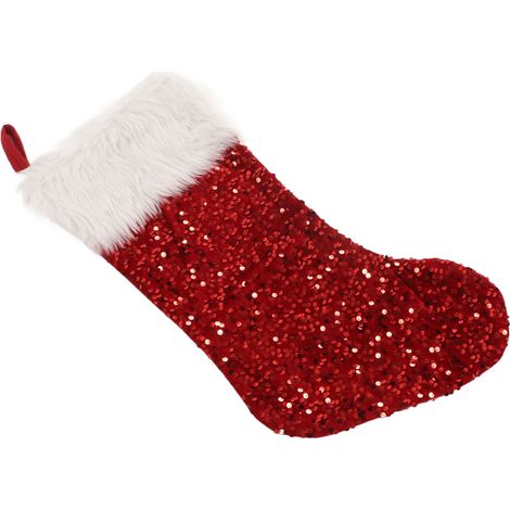 Chaussette de Noël décorative à remplir et à suspendre pour sapin, escalier ou cheminée (rouge) (1/5)