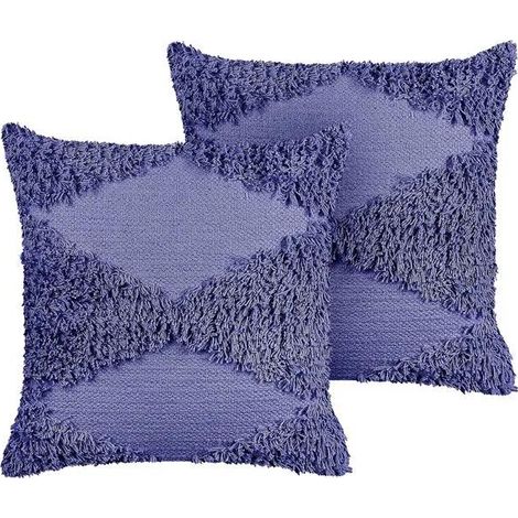 Beliani Set di 2 cuscini decorativi viola 45 cm (1/3)