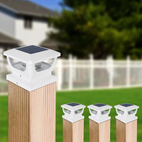 Lot de 4 Capuchons de Clôture de 7x7cm 8x8cm 9x9cm 10x10cm Poteaux de Clôture Cap Light Capuchon pour Poteau, IP65 Étanche, pour Protéger les Poteaux en Bois (1/5)