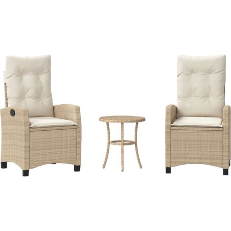 Sillas y mesita de jardín 3 piezas ratán sintético cojín beige vidaXL (1/5)