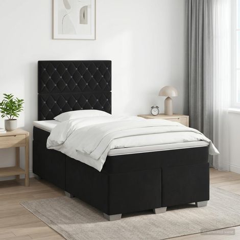 vidaXL Lit boxspring avec matelas Noir 120 x 190 cm Velours (1/5)