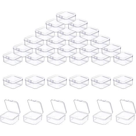 50 Stück kleine Aufbewahrungsboxen, 3,5 x 3,5 x 1,8 cm, Mini-Aufbewahrungsbox aus Kunststoff mit Deckel, transparente Aufbewahrungsbox für kleine Gegenstände und andere Bastelprojekte