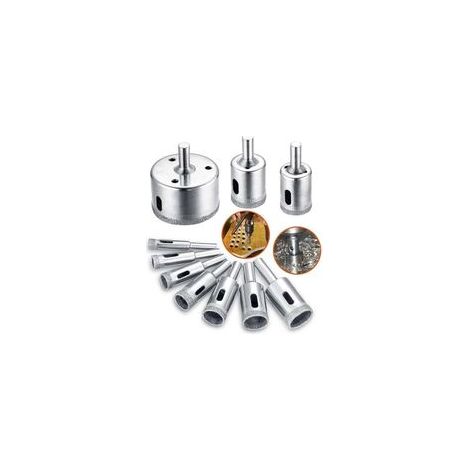 Lot de 10 forets diamantés 8-50 mm pour céramique, verre, porcelaine et carrelage – Acier au carbone plaqué nickel – Coupe nette rapide (1/5)