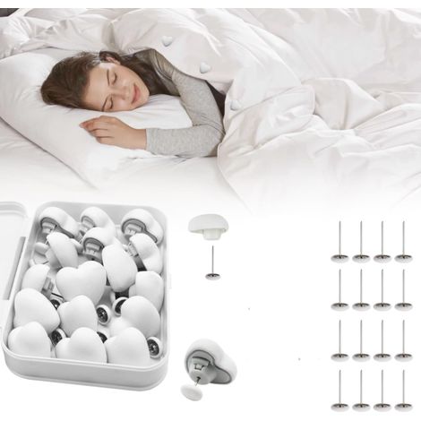Lot de 16 Clips de Fixation Ronds pour Housse de Couette, Motif Champignon avec Boutons, pour Housse de Couette de Chambre à Coucher