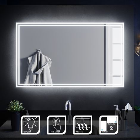 ELEGANT 1000 x 600mm Designer Illuminated LED Bathroom Mirror with Sensor Touch Switch and Anti-Fog Function (1PCE) (1/5)