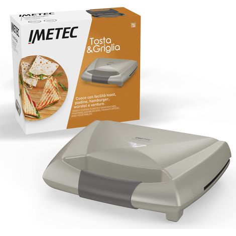 Piastra Imetec Tosta e Griglia XL Rigate e Antiaderenti 800 W Spia di Funzionamento Color Champagne (1/4)