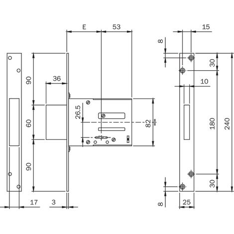 Serratura a Doppia Mappa da Infilare per Fascia Art 661 e 113 x 82 x 3 mm