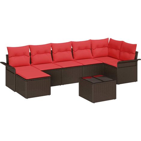 Garden Sofa Set with Storage 8 pcs Brown Poly Rattan vidaXL