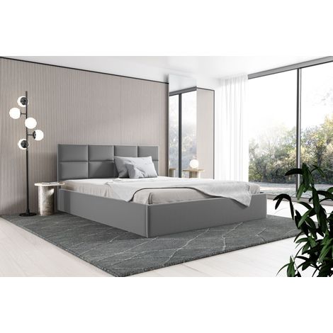 Sofello Polsterbett nach Maß 200x200 Metall-Lattenrost Grau Velour Samtstoff Velvett mit Bettkasten und Stauraum (1/5)