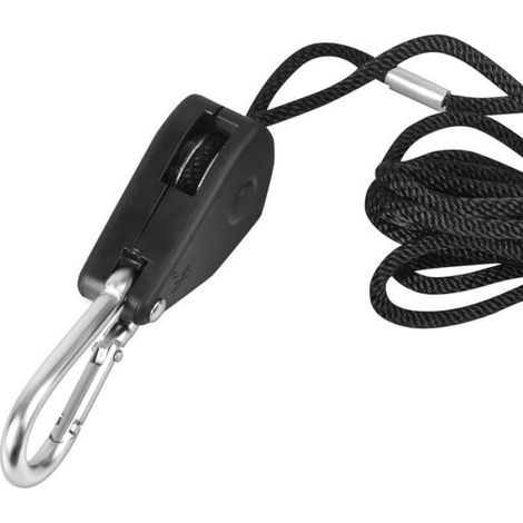 Lot de 4 cordons de levage (1/8") - Cordon pour éclairage LED - Noir - Longueur : 2 m - Crochet réglable - Charge maximale : 68 kg - (1/5)