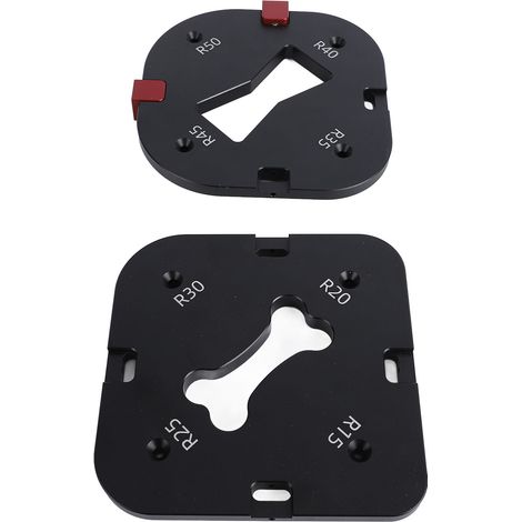 Lot de 2 gabarits de rayon d'angle arrondi bois aluminium R15 à R50 pour toupie à dégagement rapide cadre chaise table (1/5)