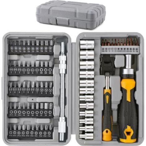 Coffret d'embouts de tournevis multi-embouts de 79 pièces avec douilles 1/4\