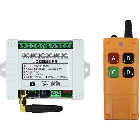 Télécommande universelle sans fil 433 MHz, 12-36 V CC, 4 canaux, relais, module récepteur radio, interrupteur RF, ouvre-porte de garage (1/5)