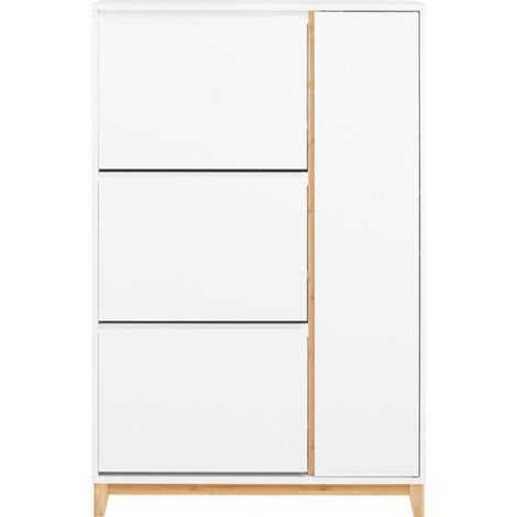 SoBuy 3 Flip-drawers 1 Cupboard Shoe Cabinet Storage Cupboard, FSR189-WN
