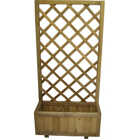 Fioriera in Legno di Pino con Pannello Grigliato FERLIVING - 30x75x180h cm