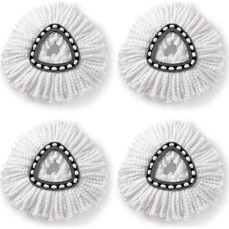4 pcs têtes de vadrouille pivotantes, diamètre 15 cm, fil de coton triangulaire, chiffon de remplacement pour vadrouille (1/5)