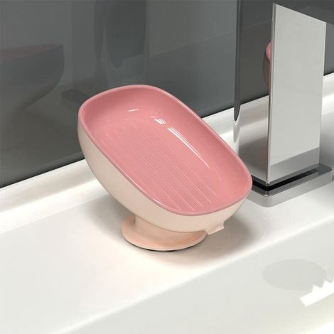 Porte-savon de douche à ventouse pour salle de bain(rose)