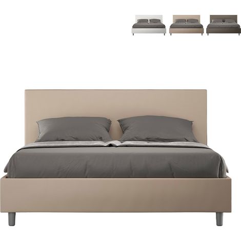 Letto matrimoniale con rete imbottito 160x190 similpelle tortora Adele (1/5)