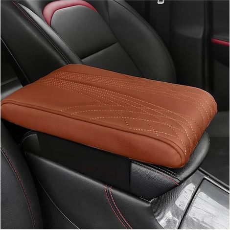 Coussin en Cuir de Console Centrale Universelle, Housse pour Console Centrale pour Accoudoir, Coussin Pour Accoudoir De Voiture Universel, Accessoires Voiture pour SUV, Camion(Café) (1/5)