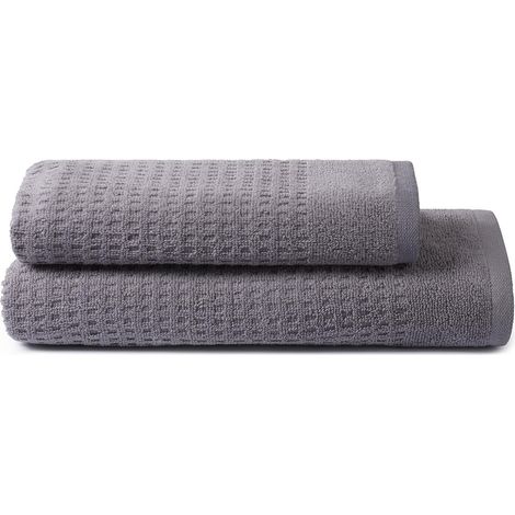 SWEET HOME - Set di Asciugamani 1+1 composto da Ospite 40x50cm + Viso 50x100cm, in Puro Cotone Zero Twist, certificato OEKO-TEX - Frost Gray