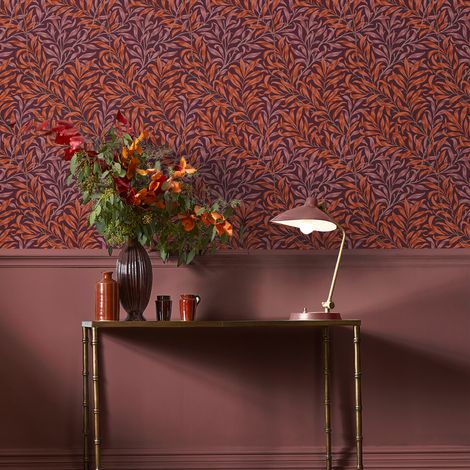 Papier peint intissé William Morris Willow Bough Plum 1005 x 52cm Violet